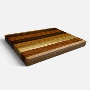 Handmade Multi-Hardwood Striped Cutting Board Carcuterie Serving Tray 12"x9"